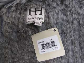   Hippie Gray/Black Tip Rabbit Fur Sleeveless Long Vest XS/S $795  