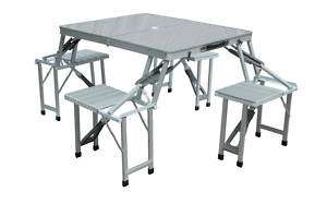 Way Aluminum Pinic Table w/4 Seats w/Food Cover/ 8109  