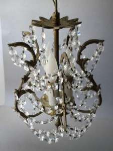 ANTIQUE BRONZE BRASS FRENCH CHIC X PETITE CRYSTAL CHANDELIER HALL LAMP 