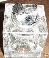 Vintage Dimpled Glass Cube Paperweight Table Lighter  