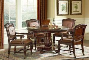 Stunning Round Dining Table 4 Leather Chairs, 54 inch round furniture 