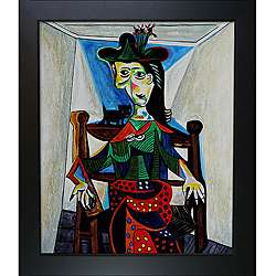 Picasso Paintings Dora Maar w/ Cat New Age Black Finish Wood Frame 