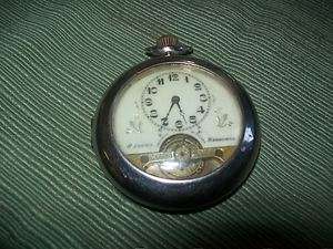 HEBDOMAS ANTIQUE 8 DAYS MENS POCKET WATCH WITH COVER  