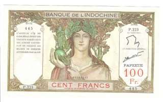 Tahiti 100 Francs 1939 65 LIndochine Papeete P 14d VF+  