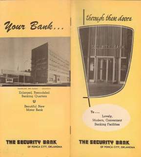 1960s Vtg Security Bank Ponca City Oklahoma Brochure  