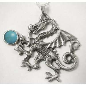  Large Fighting Dragon in Sterling Silver and Accented with 