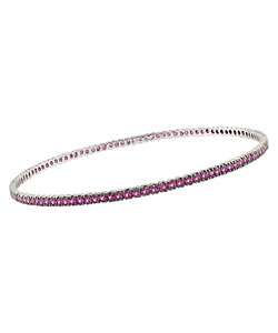 14k White Gold Pink Sapphire Bangle Bracelet  