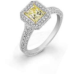 18k White Gold 1 3/5ct TDW Yellow Diamond Ring (VS2)  