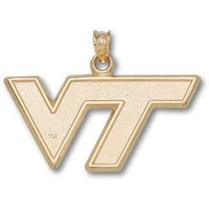  Virginia Tech Hokies Solid 10K Gold VT 1/4 Pendant 