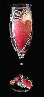 Valentine Hearts 6oz Champagne Flute Glasses Set of 2  