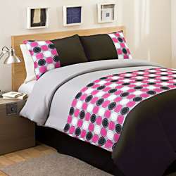 Lush Decor Pink/ Grey Mod Print Twin size 3 piece Comforter Set 