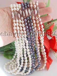 Wholesale 10pcs white/pink/black rice pearl necklace  