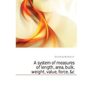  A system of measures of length, area, bulk, weight, value 