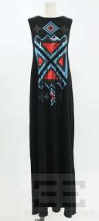 Wildfox White Label Black Knit & Blue & Red Sequined Maxi Dress Size 