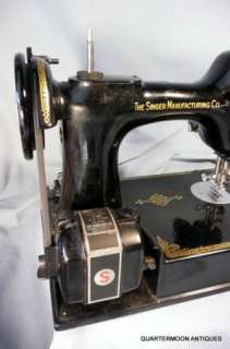   1951 Singer 221 Featherweight Sewing Machine, Bobbin, Case  