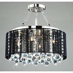 Crystal 5 light Black Shade Chrome Semi ceiling Lamp  
