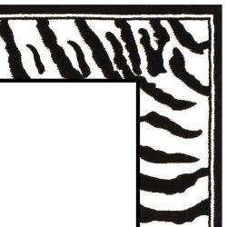   Collection Zebra Border Black/ White Rug (6 x 9)  