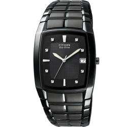   Mens Ion plated Stainless Steel Black Eco Drive Watch  