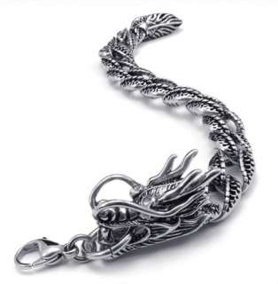   Stainless Steel Dragon Chain Bracelet Free Ship Huge Mens  
