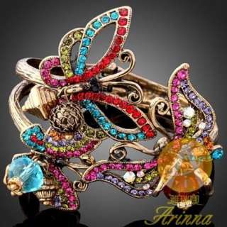 ARINNA Swarovski multi crystal butterfly hinge Bracelet  
