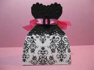   Pink Damask Quince Sweet 16 Bridal Wedding Dress Favor Boxes  
