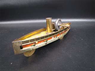 Rare Early Tin Litho Gyro Action Boat Ship DRG Germany  