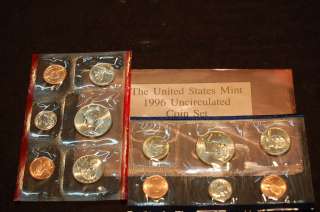 1996 US MINT Uncirculated Set With John F Kennedy Half Dollars  