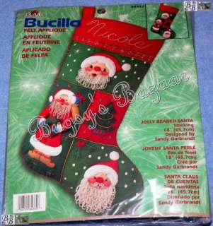 Bucilla JOLLY BEADED SANTA Felt Christmas Stocking Kit  