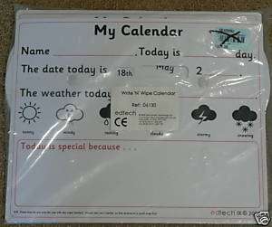 Write N Wipe Calendar Dry Erase Marker Board Weather  