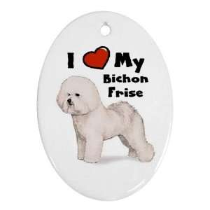  I Love My Bichon Frise Ornament (Oval)