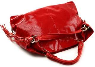 Genuine Leather Purse Satchel Bag Handbag Tote red/blk  