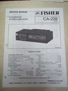 Fisher Service/Repair Manual~CA 228 Amplifier/Amp  