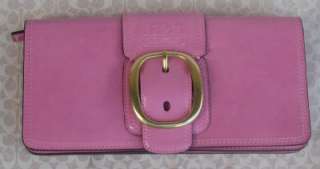 COACH BLEECKER PINK PATENT LEATHER BUCKLE CLUTCH PURSE 41560 NWT GREAT 