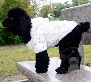 Luxury White Sequins Fur Coat Jacket Dog Clothes Apparel 5 Size  