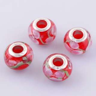   Pink&Red Murano Lampwork Glass Charms Beads Fit Bracelets Bg224  