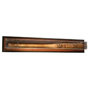 Wall Mount Baseball Bat Display Case with Mirror Back and Classic Wood 