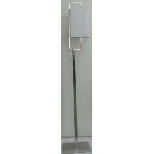   Floor Lamp, Polished Steel with White Fabric Shade