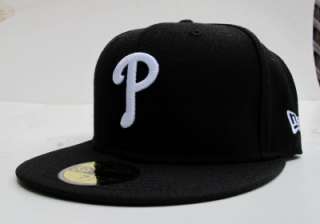 Philadelphia Phillies BLK WHT All Sz Cap Hat By New Era  