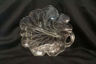 Clear Vintage Leaf Shaped Split Glass Serving Dish  