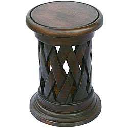 Hand carved Acacia Wood Lattice weave End Table (Thailand)   