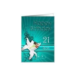    White Lily Birthday card, son, twenty one Card Toys & Games