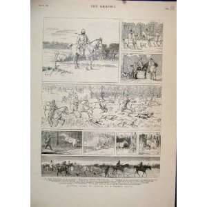   Hunting Scenes France Horses Hounds Jumping Sketch