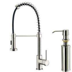   Steel Pullout Spray Kitchen Faucet with Soap Dispenser  
