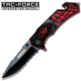 Tac Force Assisted Black & Red Spider Rescue Knife