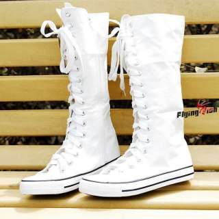 Women shoes CANVAS SNEAKER LACE UP KNEE HIGH BOOT  B09  