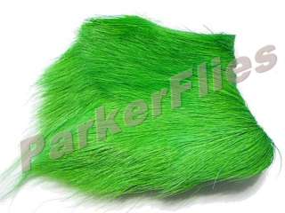 DEER BELLY HAIR Dyed Over White KELLY GREEN   For Spinning Bass Bugs 