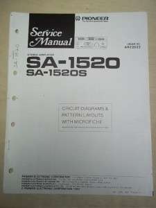 Pioneer Service Manual~SA 1520/1530/S Amplifier~Original~Repair  