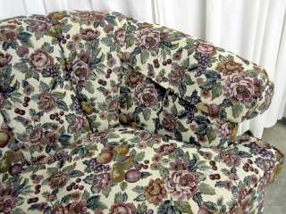 Vintage Contemporary Style Sofa Button Tuftted Back Floral Upholstery 