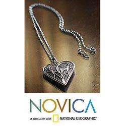 Sterling Silver Heart Full of Love Filigree Necklace (Peru 