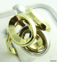 Modern Circle Womens Cocktail Ring   18k Solid White & Yellow Gold 